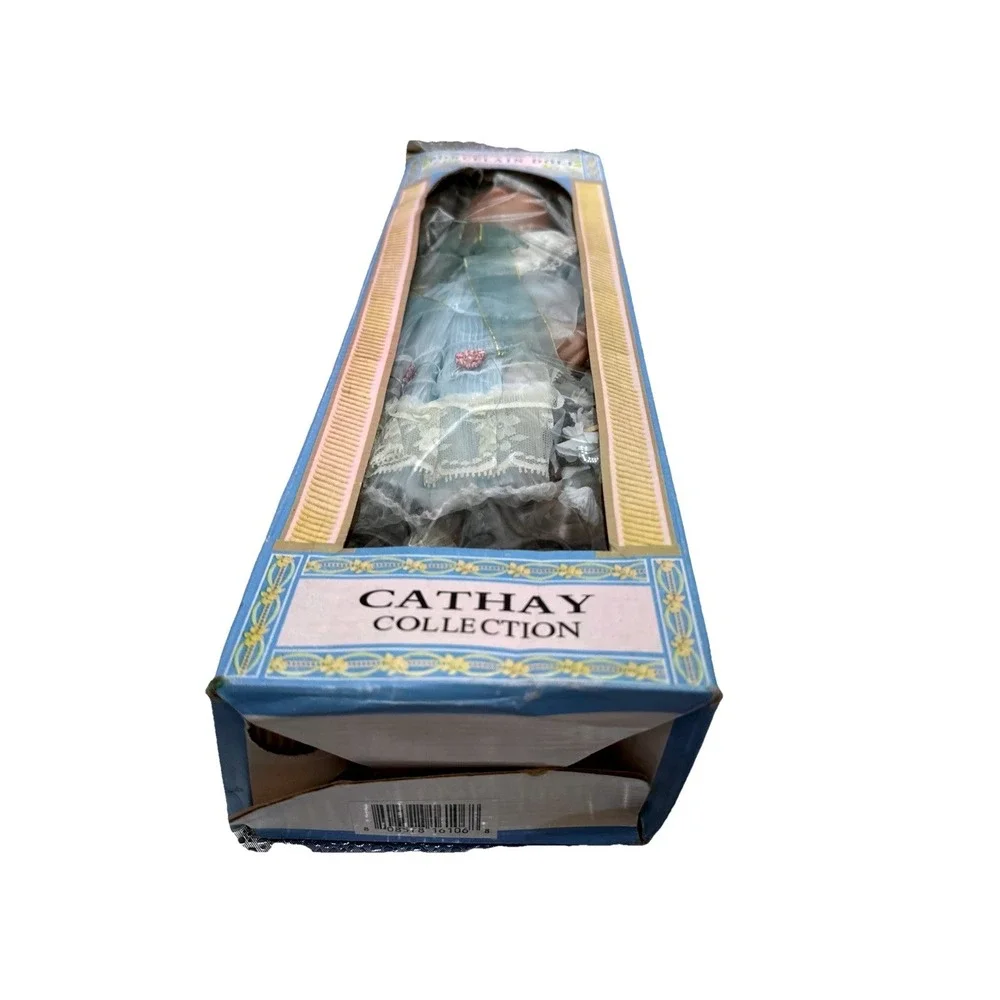 Cathay Collection Porcelain‎ Doll Blue Dress Curly Hair With Box Collectible